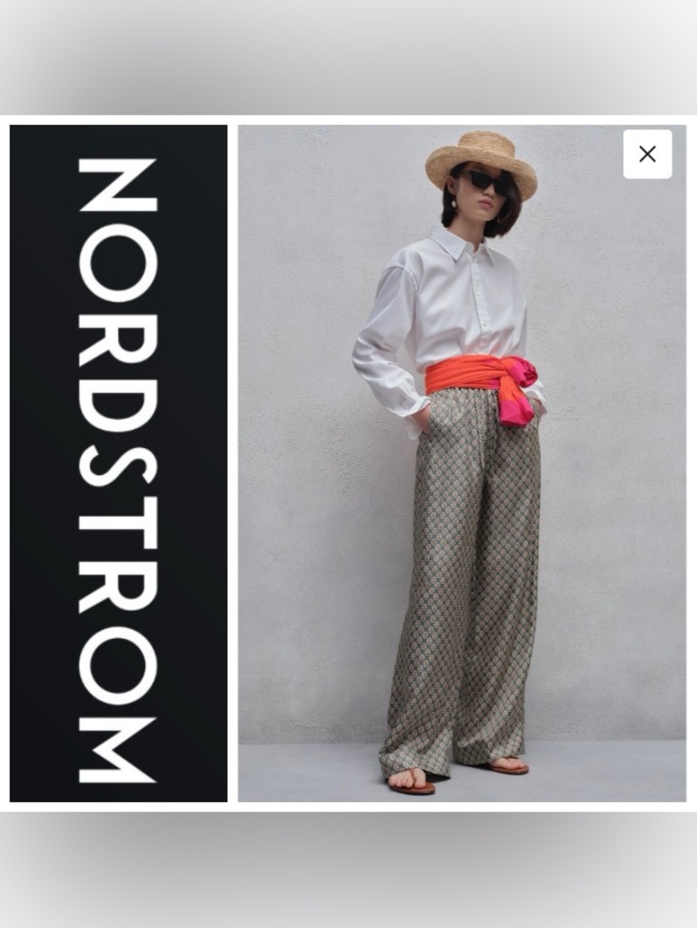 Nordstrom Max Studio Print Wide Leg Silky Pants